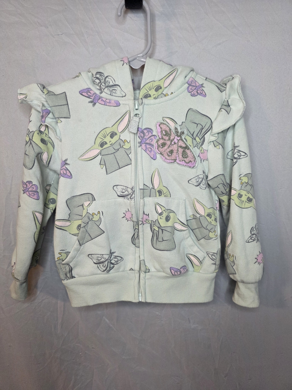 Star Wars Girls' Mint Green The Child (Baby Yoda) Ruffle Zip Hoodie